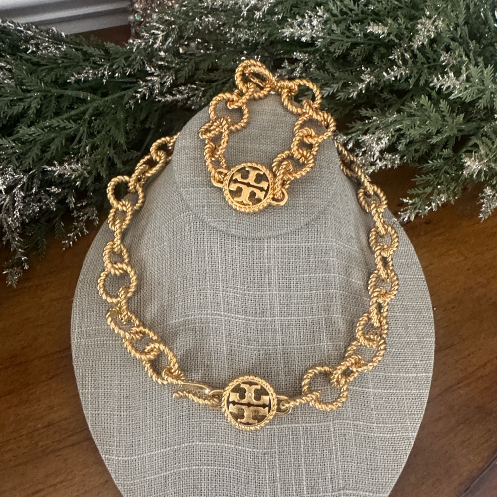 Tory Burch• Gold heavy plated rope Necklace and Bracelet set $425 - Picture 3 of 5